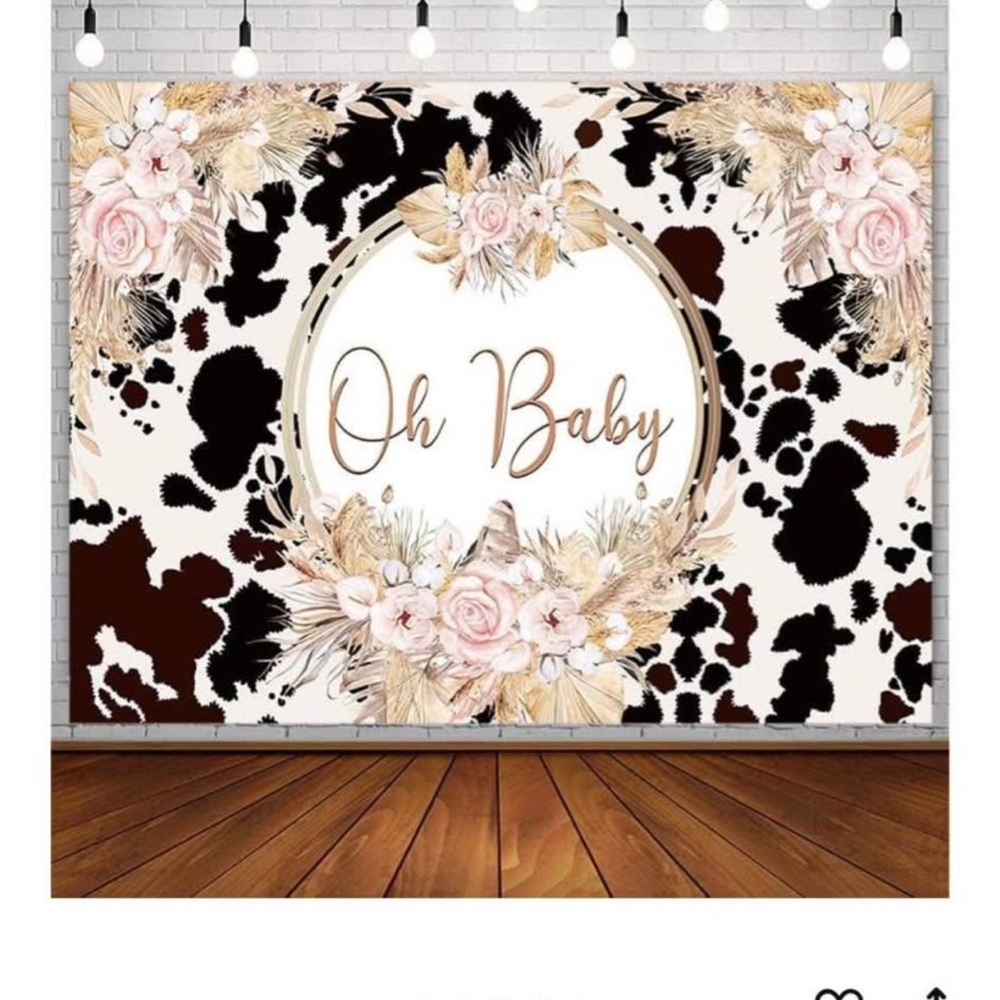 Floral Cow Print 'Oh Baby' Wall Decor